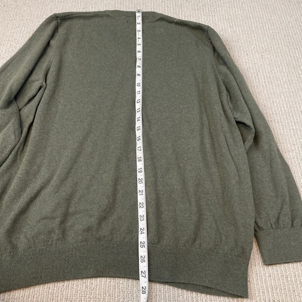 L. L. Bean Men's XL Cotton Cashmere Blended Knit V-Neck Sweater Green